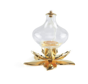 Lampa oliwna szklana z podstawą kwiat lotosu