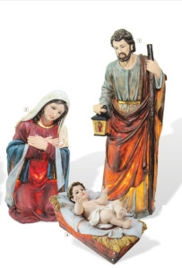 Podświetlane figury św. Rodziny do szopki bożonarodzeniowej z masy żywicznej, wysokość do 110 cm