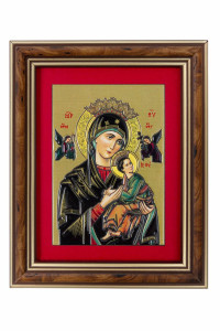Matka Boża Nieustającej Pomocy - Ceramika drewniana w ramce, 12,5 x 15,5 cm
