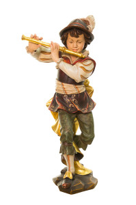 Chłopiec z fletem, rzeźba drewniana, wysokość 60 cm