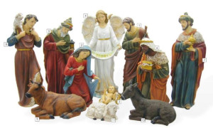 Figury do szopki bożonarodzeniowej z żywicy poliestrowej, wysokość 41 cm, 11 figur