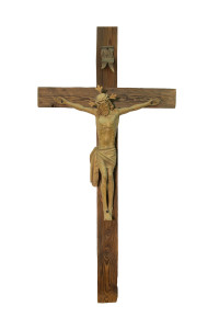 Krzyż z pasyjką, rzeźba drewniana, wysokość 200 cm