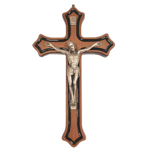 Krzyż drewniany ciemny z ukrzyżowanym Chrystusem wys. 21 cm 