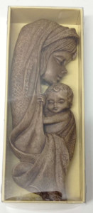 Płaskorzeźba - Matka Boża z Dzieciątkiem z gipsu