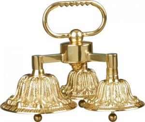 Dzwonki potrójne dwutonowe z rączką, mosiądz lakierowany