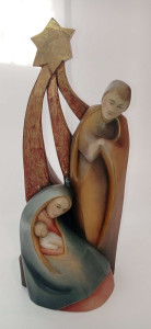 Figura Święta Rodzina, rzeźba drewniana, wysokość 57 cm