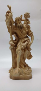 Figura Św. Krzysztof, rzeźba drewniana, wysokość 34 cm