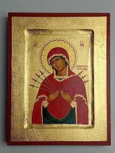 Ikona bizantyjska - Matka Boża Siedmiu Boleści, 18 x 14 cm