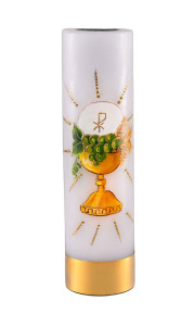Świeca ołtarzowa na wkład olejowy, eucharystyczna, ręcznie malowana,  wys. 30/8 cm