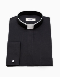 Koszula kapłańska ROMA na spinki 60% bawełna 40% poliester kolor czarny  