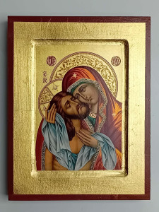 Ikona bizantyjska - Matka Boska Bolesna z Jezusem, 18 x 14 cm