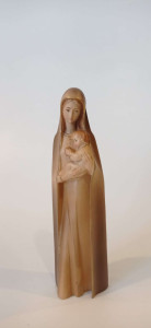 Figura Matka Boska z dzieciątkiem , rzeźba drewniana, wysokość 18 cm  