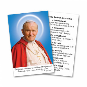 Święty Jan Paweł II - Obrazek z modlitwą dary Ducha Świętego